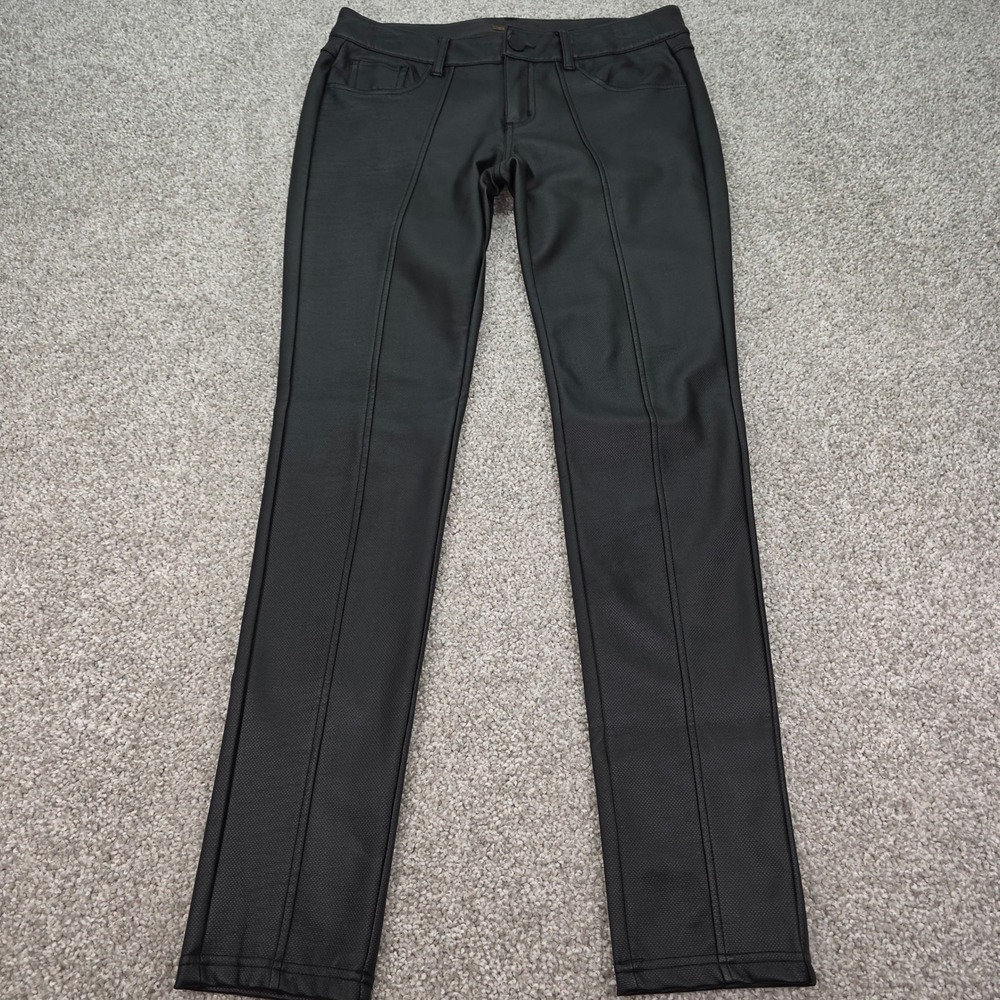 Copper Key Black Faux Leather Textured Slim Fit Seamed‎ Pants Womens Size 7